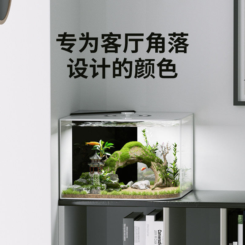 鱼缸小型客厅2023新款压克力桌面轻奢高级热弯网红转角墙角小鱼缸