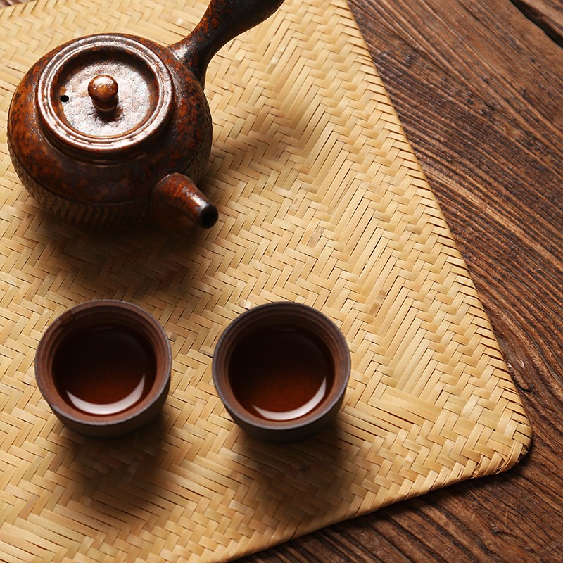 手工竹编干泡茶席 中式禅意杯垫桌布香道竹席 茶具配件茶盘泡茶帘