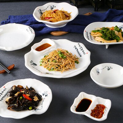密胺中式餐具圆形盘子塑料汤盘高脚菜盘仿瓷餐盘商用创意凉菜圆盘