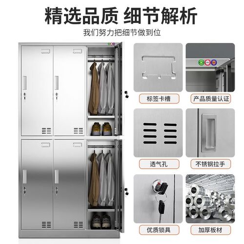 不锈钢更衣柜斜顶工厂无尘车间员工换衣柜无菌室食品厂医院储物柜