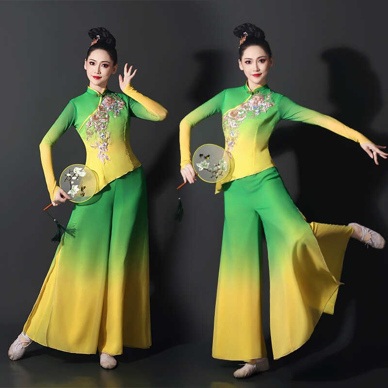 胶州秧歌服装套装茉莉花仙气飘飘套装2024新款中老年扇子舞蹈伞舞