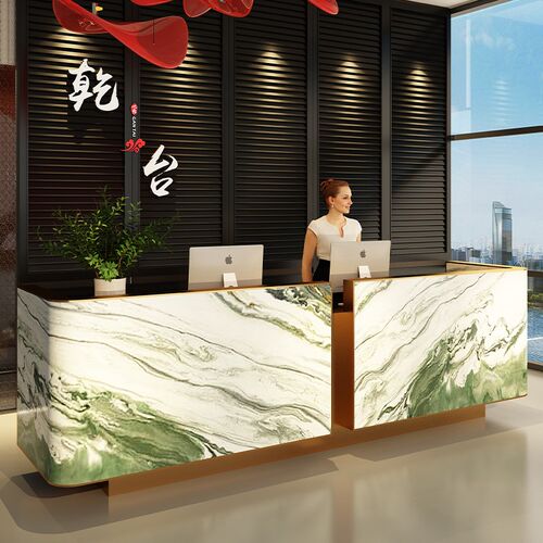 售楼部接待台吧台公司酒w店前台水吧台烤漆异型简约吧台桌
