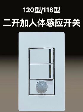 118型/120型二开加人体感应开关感应自带光控白天不启X动功率50W