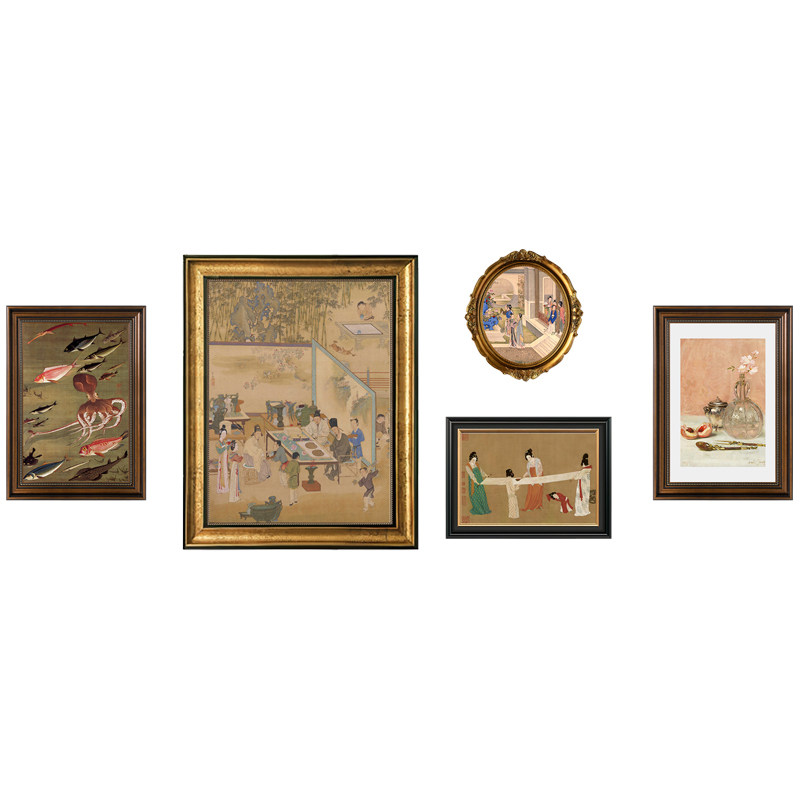 客厅装饰画法式挂画新中式壁画复古怀旧组合古典艺术壁画书房玄关