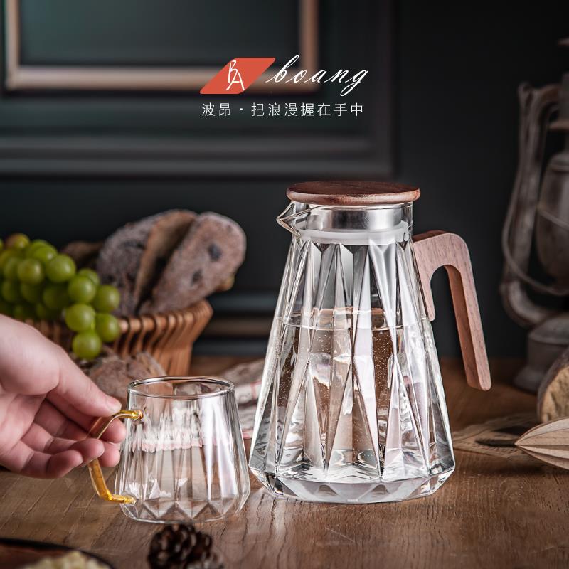 创意凉水壶玻璃耐高温家用冷泡杯果汁凉白开水壶客厅冷水壶大容量