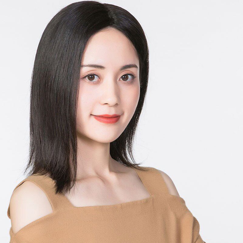 真发假发女士中长发补发片直发头顶短发刘海逼真无痕生物皮遮白发
