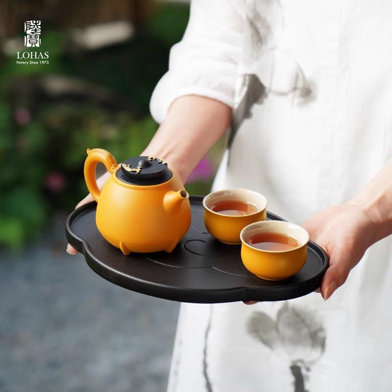 陆宝茶具配件陶瓷单茶托茶壶隔热干泡台家用功夫茶具托盘小型茶盘