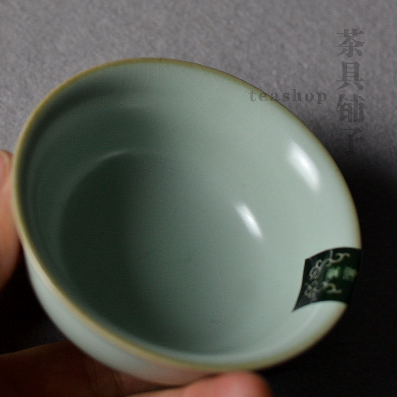 聚宝龙功夫茶具汝窑开片茶杯天青釉知情杯品茗杯陶瓷茶器