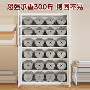 钢制落地书柜家用客厅玻璃门多层收纳柜儿童简约防尘组合铁艺书架