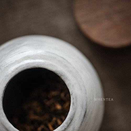 闻说日式雪融粉引小茶叶罐 复古风 景德镇市 随身便携茶仓醒茶罐