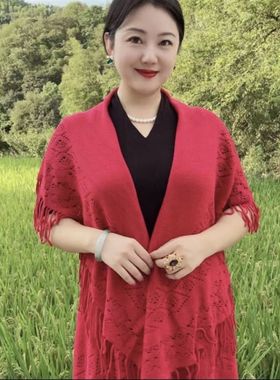 百变披肩秋冬季长款纯q色毛线多功能洋气百搭流苏围脖保暖魔术围