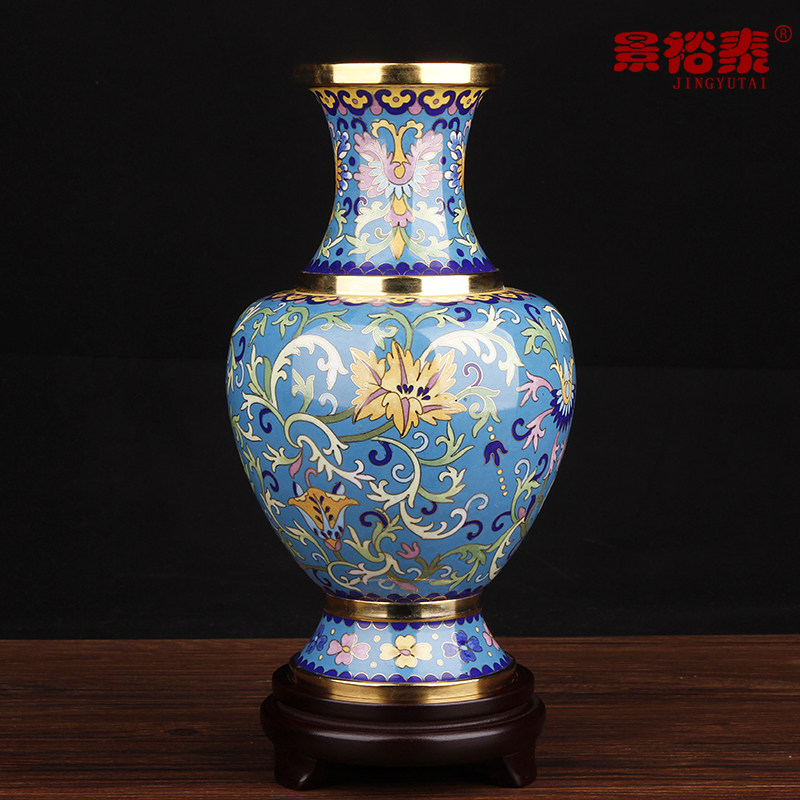 10寸景泰蓝花瓶摆件铜胎掐丝家居客厅装饰品O外事出国老外结婚礼