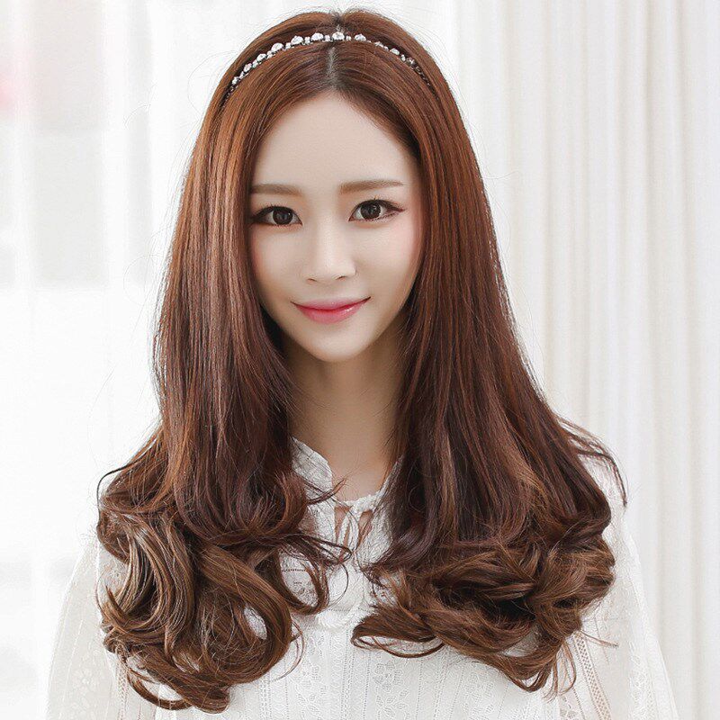 真发发片假发女长发梨花卷45假发片一片式无痕接发自接真人发丝