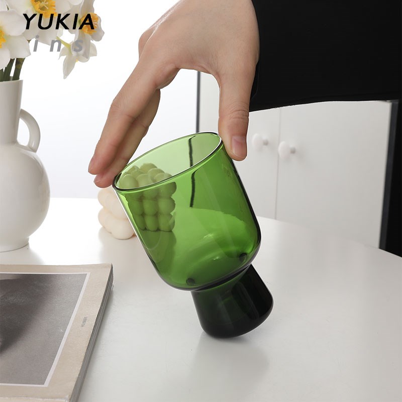 Yuki雪浅中古玻璃杯 绿如柳杯日式硝子酒杯 威士忌杯精酿啤酒杯子