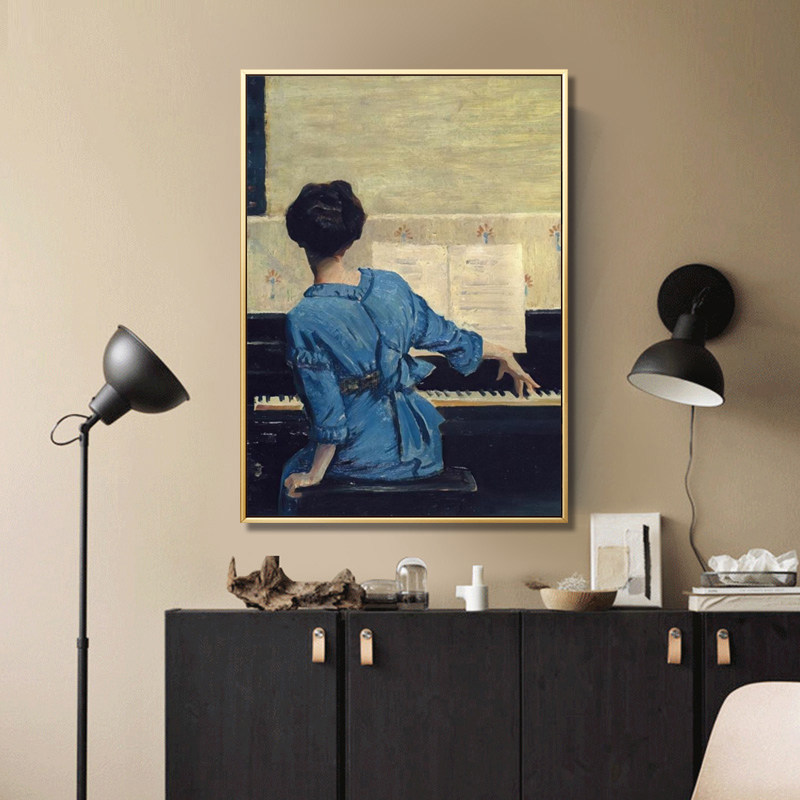 钢琴房装饰画儿童房钢琴上方挂画乐谱古典轻奢小众艺术画音乐壁画