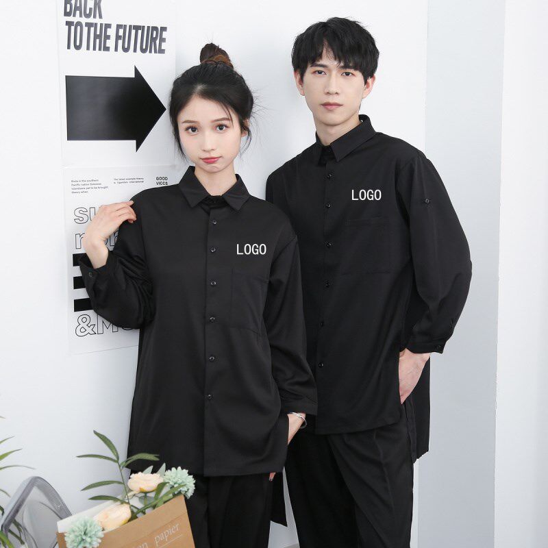 美发发廊店工作服理发师烫染技师助理工衣酒吧工作服定制印绣logo