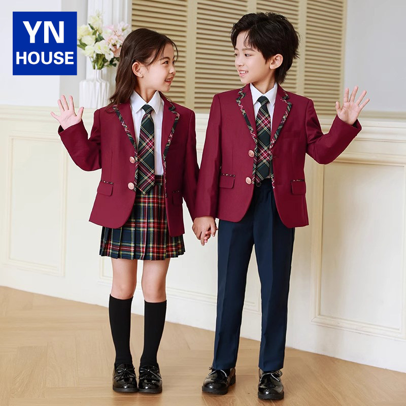 春秋款幼儿园园服三件套学院w英伦风校服儿童班服小学生毕业服套