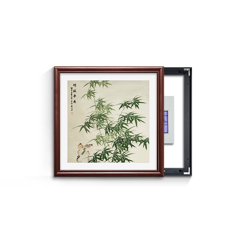 新中式电表箱装饰画电闸盒遮挡箱客厅挂画电源总开关竹子餐厅壁画