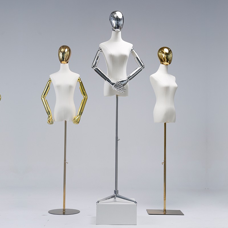 服装店女模特架子橱窗婚纱模特道具女模展示架全身半身女模电镀头