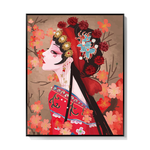 数字油画diy填充国潮中国风填色油彩画手绘解减压治愈手工装饰画