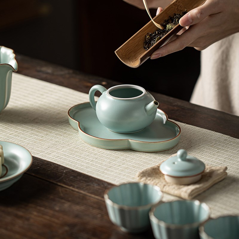 天青汝窑茶壶家用单壶陶瓷功夫茶具泡茶器可养开片中式汝瓷小品壶