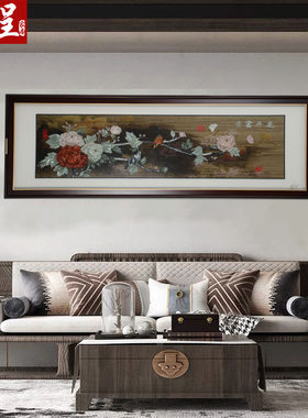 新中式客厅装饰画玉雕沙发背景墙挂画高端大气3d立体浮雕玉石大厅