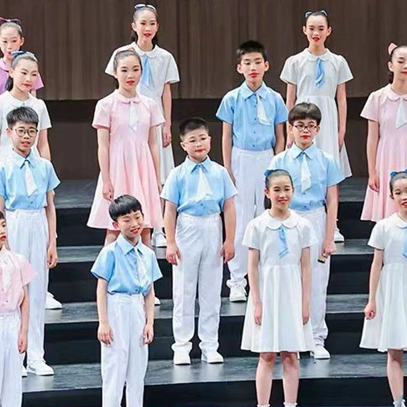 新款儿童合唱演出服演讲礼服中小学生诗歌朗诵表演服舞蹈爱国女童