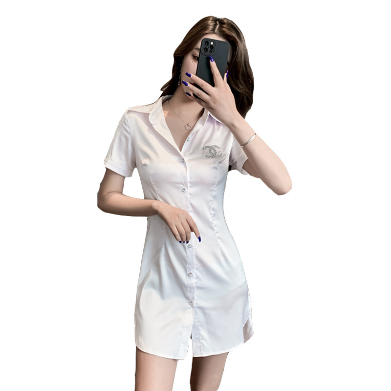 新款夜场女装性感浴场工衣显瘦足浴连衣裙按摩足疗技师工作服衬衫