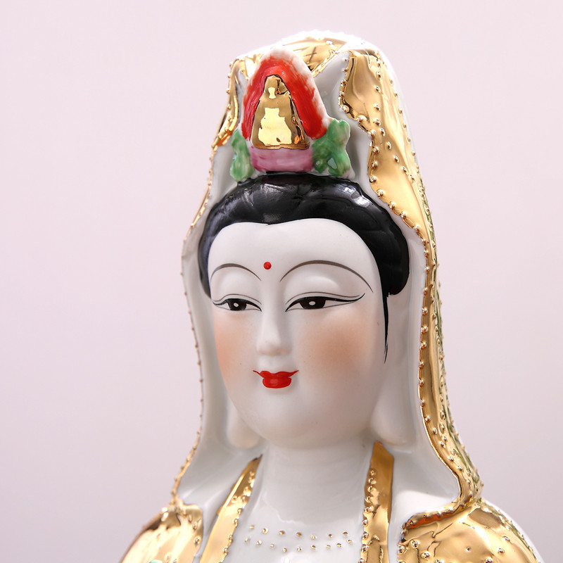 万珠金身坐莲观音菩萨陶瓷佛像南海观世音家居供奉镇宅工艺品摆件