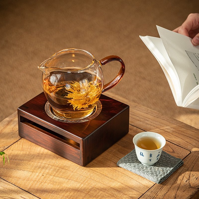 竹制温茶器暖茶炉温酒器放蜡烛玻璃花茶壶公道杯加热底座花茶配件