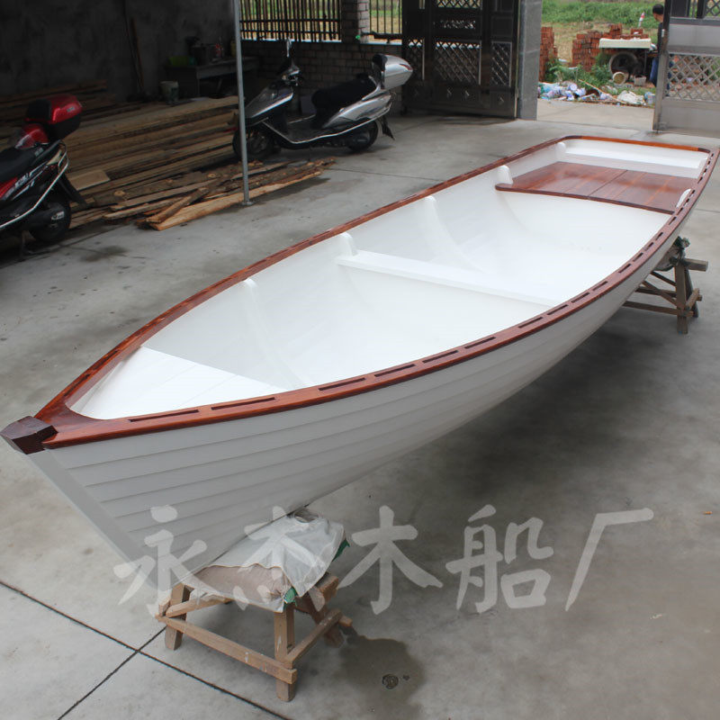 定制木船一头尖欧式木船手划船白色E木船水上旅游船工艺木船仿古