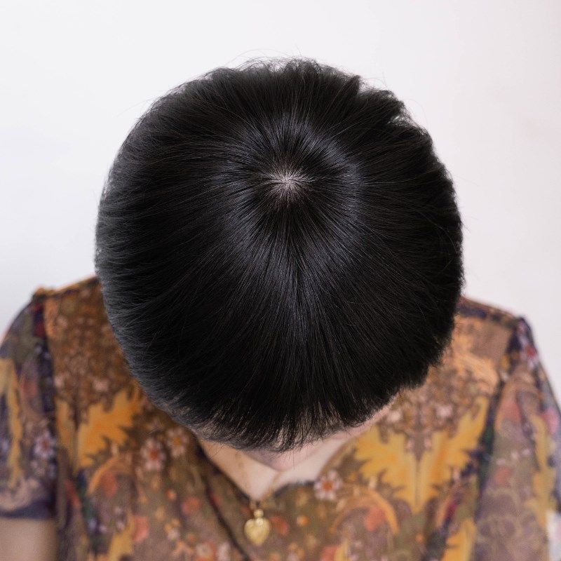 中老年人假发女全头套自然真发全真人发光头专用奶奶黑色短发薄款