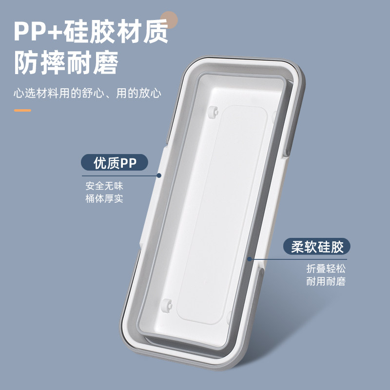 60cm折叠拖把桶长方形新款大号家用涮洗墩布家用带滑轮水桶拖布池图片