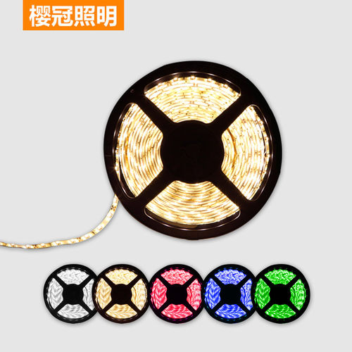 LED灯带12v低压5050贴片高亮三芯裸版滴胶套管防水展柜台软灯条