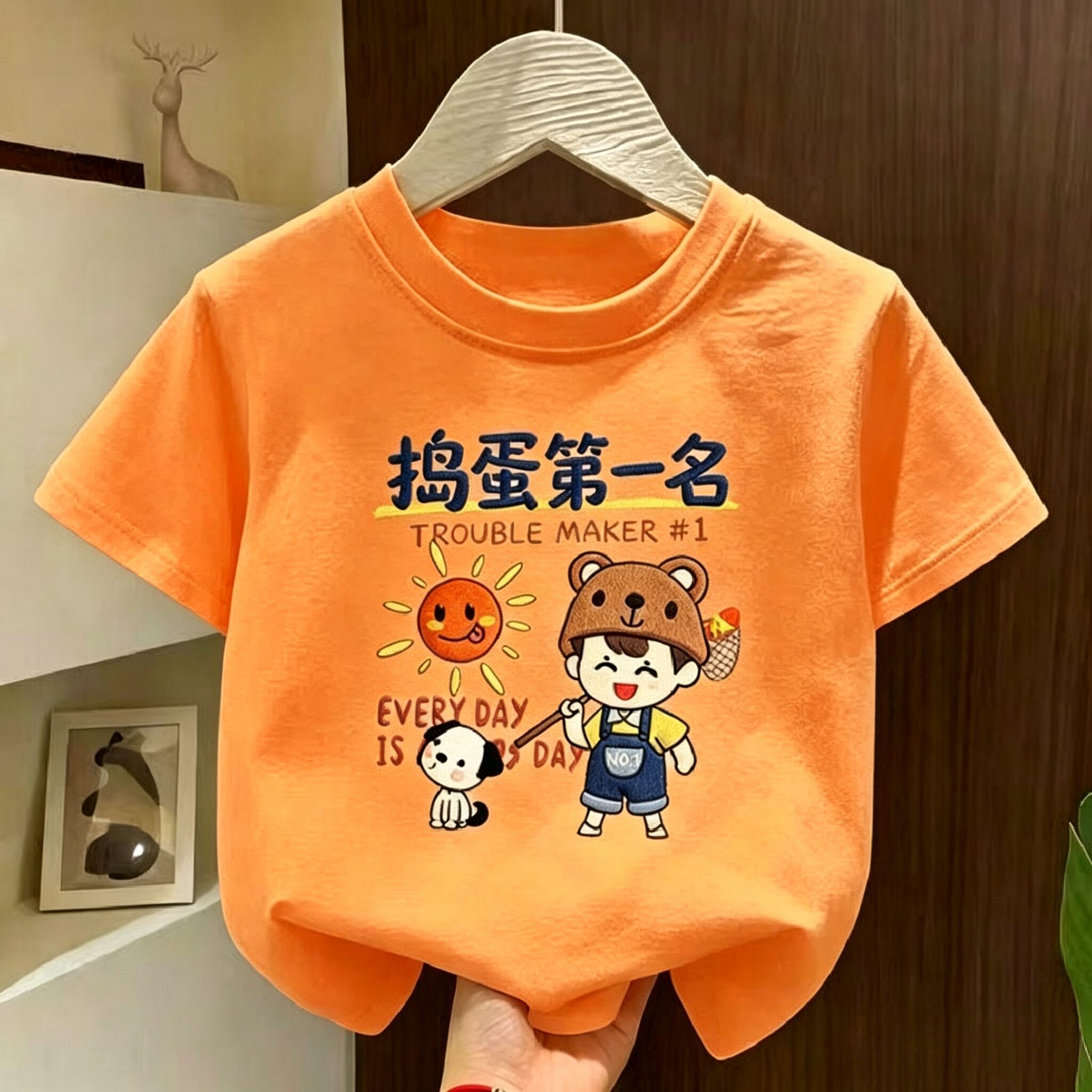夏季纯棉男女童卡通短袖T恤