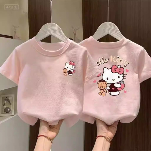 夏季纯棉女童可爱卡通短袖T恤