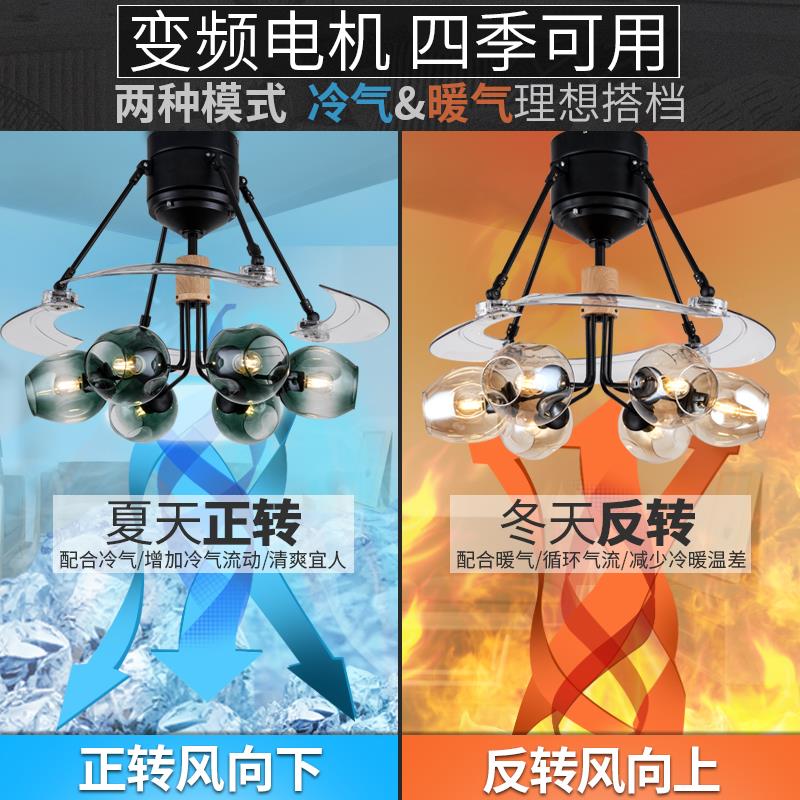 森林风变频隐形风扇灯 客厅餐厅遥控吊扇灯 吊灯风扇一体包安装