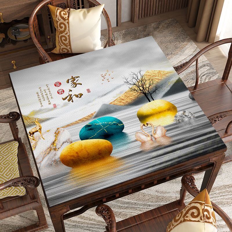 方形桌垫茶几垫防水防油免洗可擦中式桌布pvc餐桌垫3D桌面垫子