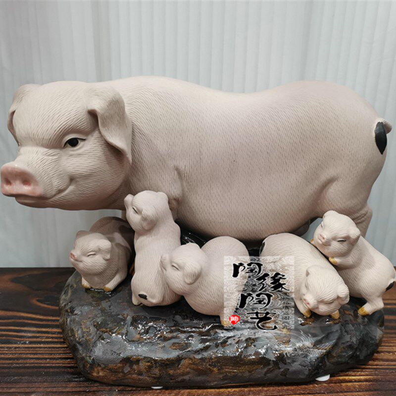 陶瓷工艺品 石湾公仔 家肥屋润 猪 生肖