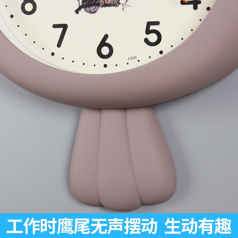 免打孔创意卡通挂钟客厅家用挂表时尚时钟儿童房卧室挂墙静音钟表