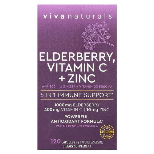 Viva Naturals,接骨木果，维生素 C + 锌，120 粒胶囊