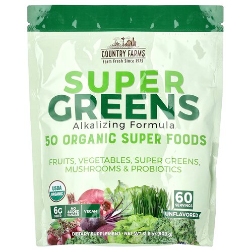 Country Farms大绿食物碱性配方Green Superfood 混合物