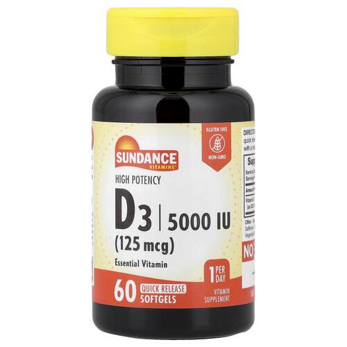 Sundance,维生素 D3，良好，125 微克（5000 国际单位），60 粒速