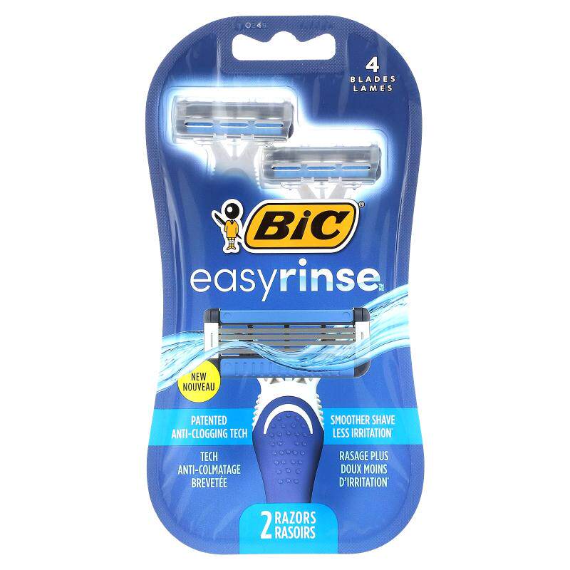 BIC EasyRinse男性一次性剃刀2把男士剃须刀晨起静谧闲暇好搭档