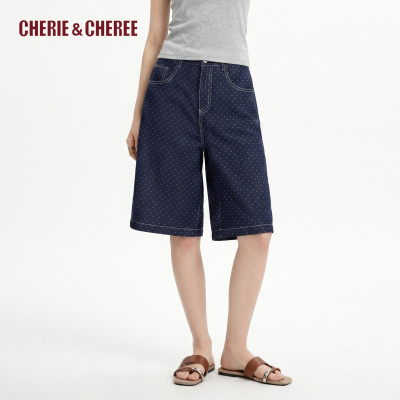 CHERIE&CHEREE26夏俏皮提花波点牛仔中裤CC6WCX1N032