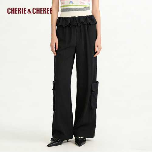 CHERIE&CHEREE26夏天丝麻绣花阔腿长裤大口袋设计CC6WCX1U021