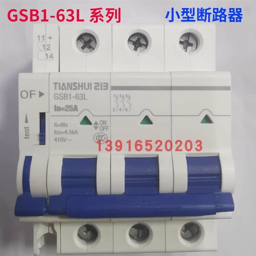 正品天水213二一三GSB1-63L 3P C25A+0F小型断路器 微型断路器