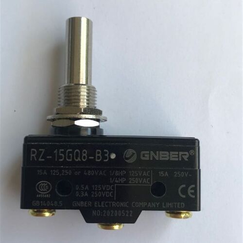 GNBER冈本 RZ-15GQ8-B3 微动开关 行程限位面板安装长塞柱型 250V