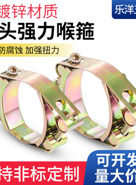 欧式铁镀锌双头强力喉箍加强型双层高压橡胶管夹重型抱箍管卡扣