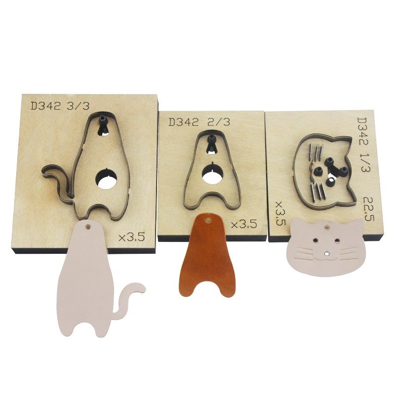 金致D342猫组合挂件手工皮具激光刀模可定制DIY